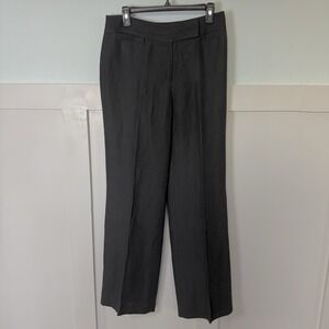 Ann Taylor Linen Blend Dress Pants 8 LONG Black Career Quiet Lux Classic Lined